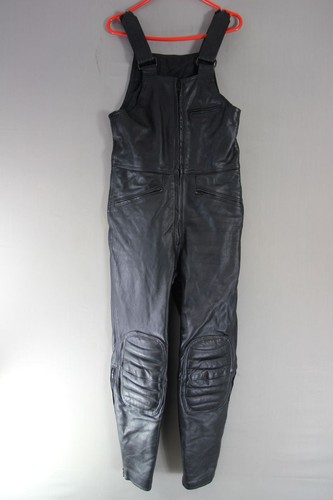 Black leather biker bib - black, &