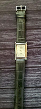 *Vintage Tank Rectangular Gorgeous White Dial Leather band Men Dress Watch