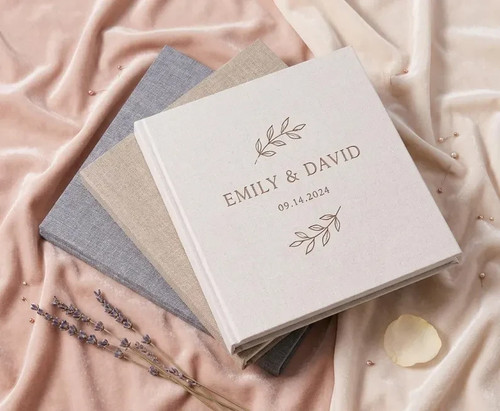 Personalized linen photo album - personalized,