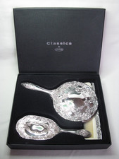 Vtg 3 Piece VANITY / DRESSING TABLE SET - H SAMUEL CLASSICS - Silver Plated