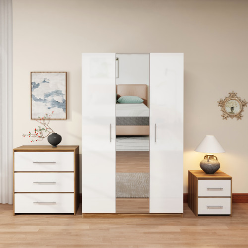 White high gloss - white, wardrobe