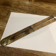 Vintage Rabone Boxwood 2FT folding ruler rule with protractor and spirit level 