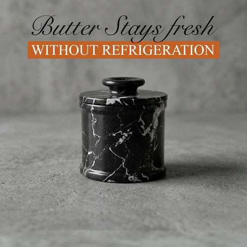 Natural marble butter crock - butter,