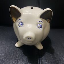 Wade Vintage Piggy Bank White Blue Gold Ears Vintage