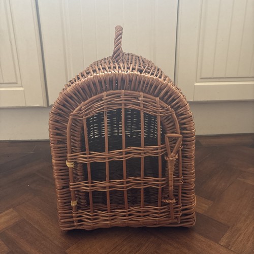 Vintage woven wicker cat - a,
