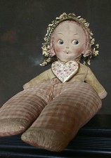Antique Vintage Straw Filled Rag Cloth Doll 26 In