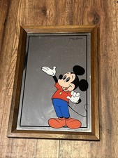 1970s Walt Disney Productions Mickey Mouse 9 x 13 Framed Mirror Aspell Saggers