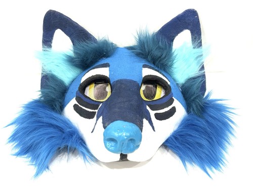 Blue wolf fursuit head - blue, mask