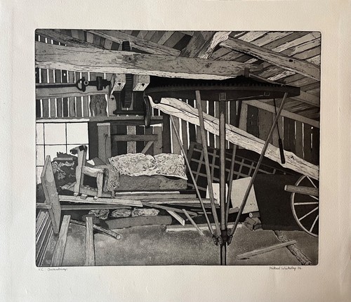 Etching 1976 old - old, shed