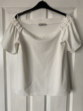 Marks & Spencer Per Una Ivory White Short Sleeve Detail M&S Tunic Top Size 10