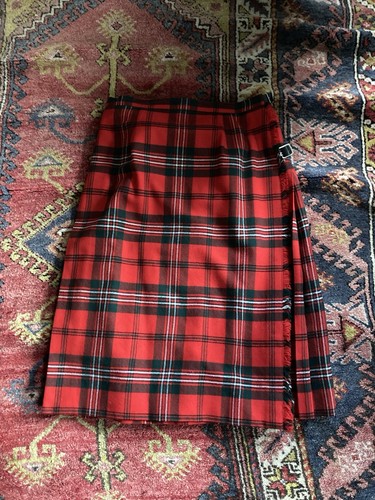 Vintage red tartan wool - wool, kilt