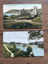 Antique Aberystwyth Wales Posted Postcards 1917 Castle Grounds & View Cambrian