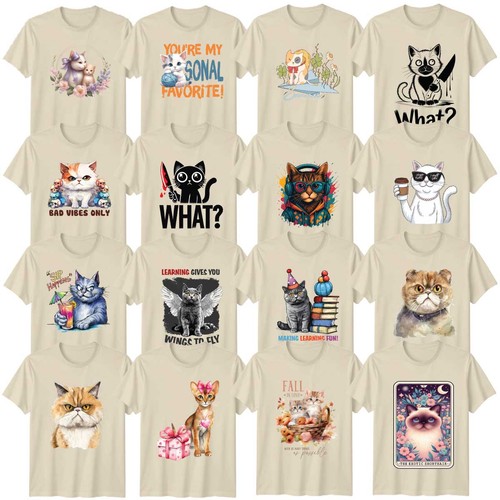 Floral cat adult - floral, t-shirt
