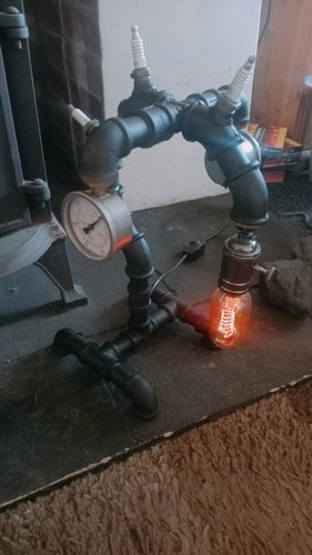 Steampunk lamp cast iron - steampunk,
