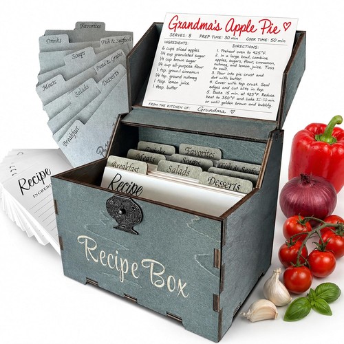 Vintage wooden recipe - vintage, box