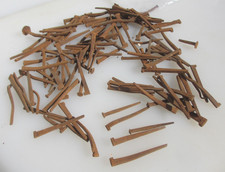 Antique Hand Forged Wrought Iron Nails Pins Old Rustic Tacks Original 3" LOT