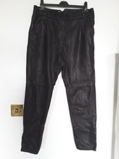TOPSHOP Women's 100% Real Leather High Waist Tapered Jeans Trousers. Size UK14