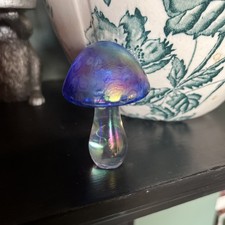 Beautiful Heron Iridescent Glass Mushroom Paperweight 6.5cm Perfect