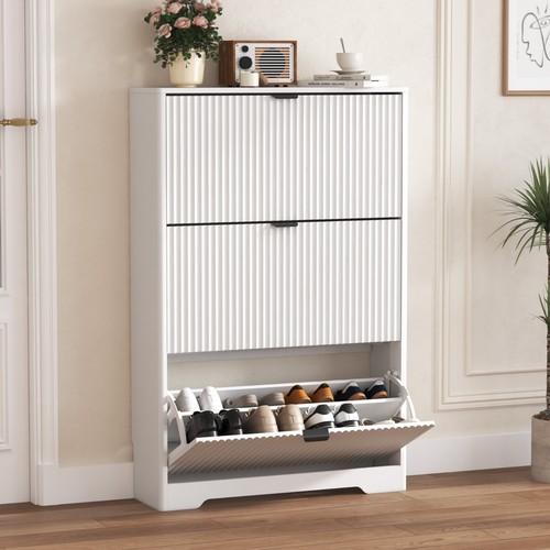 Fluted shoe cabinet storage - fluted,