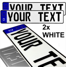 2x white D badge German Font Novelty Show Metal Pressed Number Plates Embossed