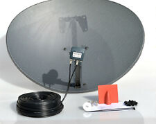 80cm zone 2 satellite dish & quad lnb + 10m twin black kit For Freesat or  Sky