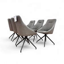 ‘Hendrix’ Set of 6 Dining Chairs Swivel Grey Faux Leather Metal Legs BRAND NEW