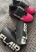 Pink Black Gola Girls Football Boot /Shoes size 8 & Sondico Shin Pads XXS 