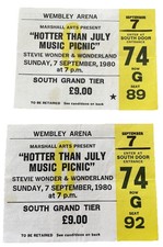 Stevie Wonder TICKETS Hotter Than July Music Picnic 7 /9/80@Wembley Arena  x 2 