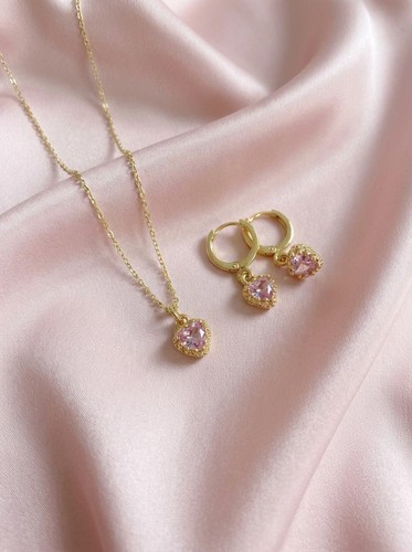 Gold plated jewellery set - gold,