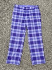 Nike Tour Performance Golf Trousers Purple Tartan Plaid Check W36 L30 Dri-Fit
