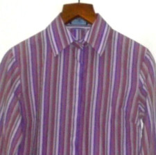 LADIES SIZE 12 HAWES & CURTIS LONG SLEEVE FRENCH CUFF STRIPED SHIRT/BLOUSE