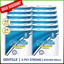 24 Kitchen Roll Gentille Twin, 3PLY Towel Paper, Extra Thick & Strong Rolls