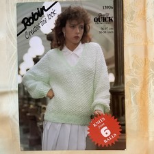 Robin knitting pattern 13936. Honeycomb sweater, Chunky 30-38". Original