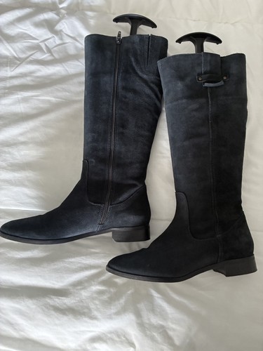 Ladies navy suede knee - navy,
