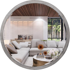 Rustic 35" Round Wood Mirror -