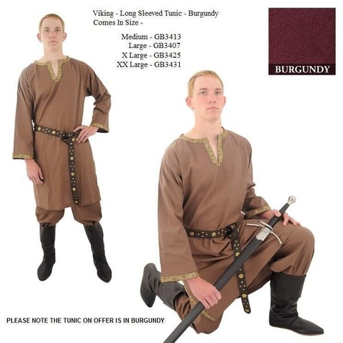 Medieval viking burgundy long - viking,