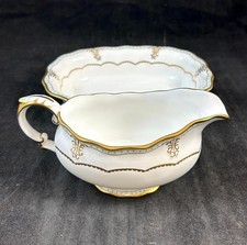 Royal Crown Derby Lombardy Group of Oval Vegetable Bowl and Gravy Boat