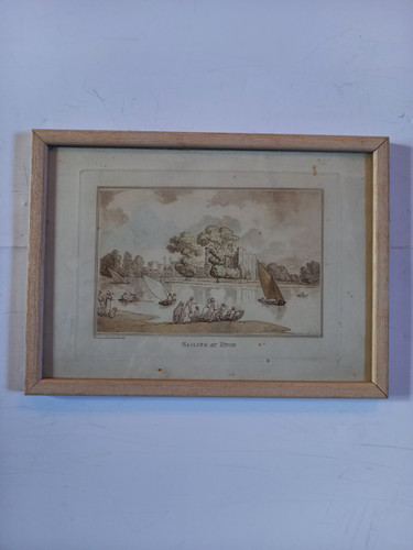 Framed antique print sailing - print,