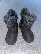 Black Fur Side Zip Boots For Little Girls Size 10 Toddler