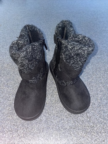 Black fur side zip boots - zip,