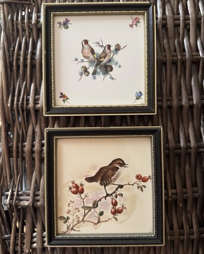Pair framed porcelain - pair, tiles