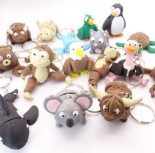 3D Printed Fidget Keyring Keychain Bag Tag Charms Cute Zoo Farm Sea Animals Bird