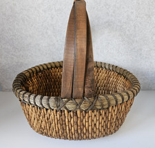 Vintage Hand Woven Gathering large wicker woven basket