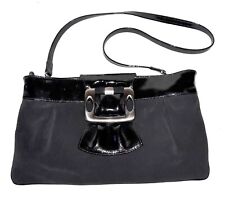 Texier Soft Leather Bag, Black Patent & Nubuck Finish, Shoulder Style