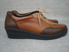 ROHDE UK 4 1/2 BROWN TAN & BEIGE LEATHER LACE UP SHOES