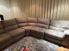 LARGE CORNER FABRIC RECLINER SOFA BEIGE