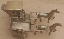 Vintage BRASS Horse jib carriage cart  Olde English small 5-7" tiny baby pair 2 
