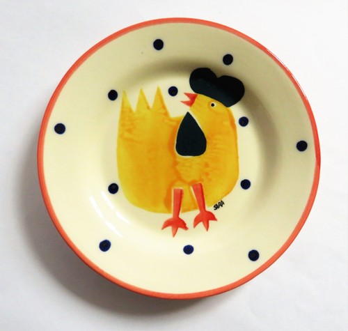 Plate chicken cockerel polka - plate,