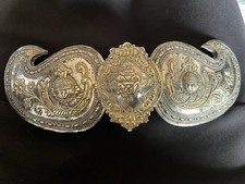 WOW!! HUGE 11 “ /28cm Ottoman  TURKISH antique Silver/Gold Belt Buckle -  PAFTA
