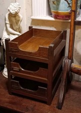 Arts & Crafts Wooden Letter Document File Paper Desk Organiser 3 Tier Dovetail